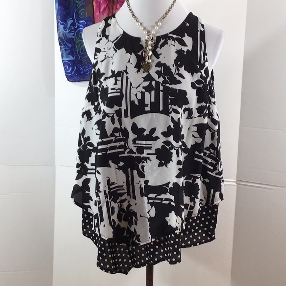 Kaari Blue mixed pattern tunic L NWT